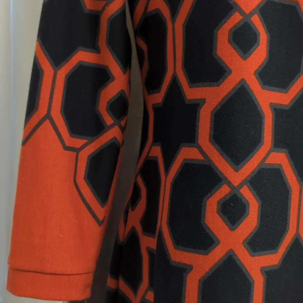 Aryeh Dress geometric Black Orange Sweater knit dress size S